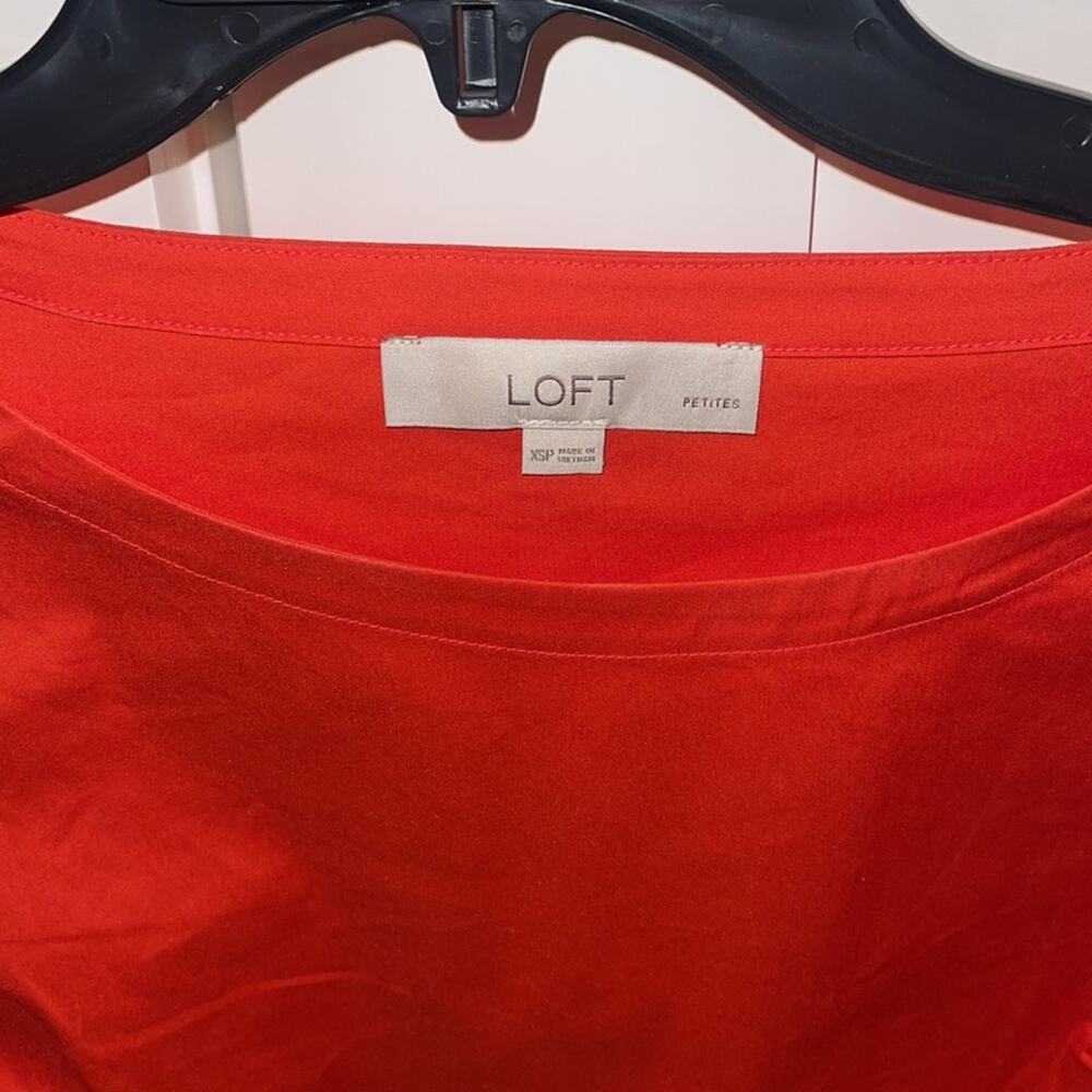 Loft  Lantern Sleeve Shirt Ember Orange XS Petite - Picture 3 of 6